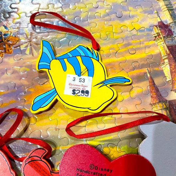 DISNEY’S KURT ADLER VTG 90s THE LITTLE MERMAID HANDCRAFTED WOODEN XMAS ORNAMENTS - Picture 10 of 12